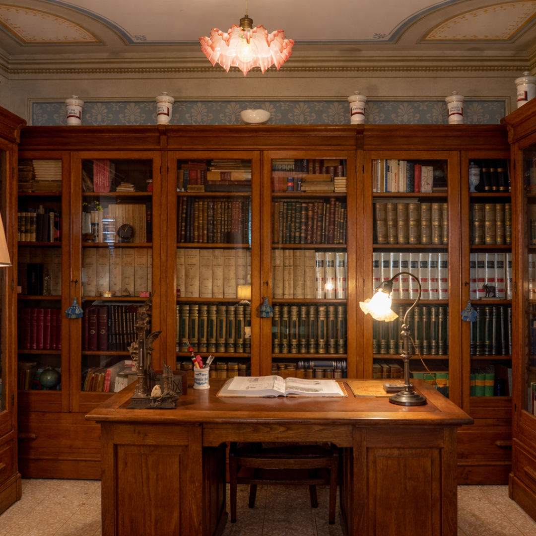 La villa custodisce al sui interno una nutrita biblioteca. Qui vi sono esposte antiche ricette e apparecchiature farmaceutiche in vetro appartenute, dal XVIII secolo, alle antiche farmacie Palamidessi. La biblioteca vanta tra le opere di maggior valore storico e letterario l'edizione completa de "'l'Encyclopédie ou Dictionnaire raisonné des sciences, des arts et des métiers (MDCCLXXI) di D. Diderot e J.B. d'Alembert.